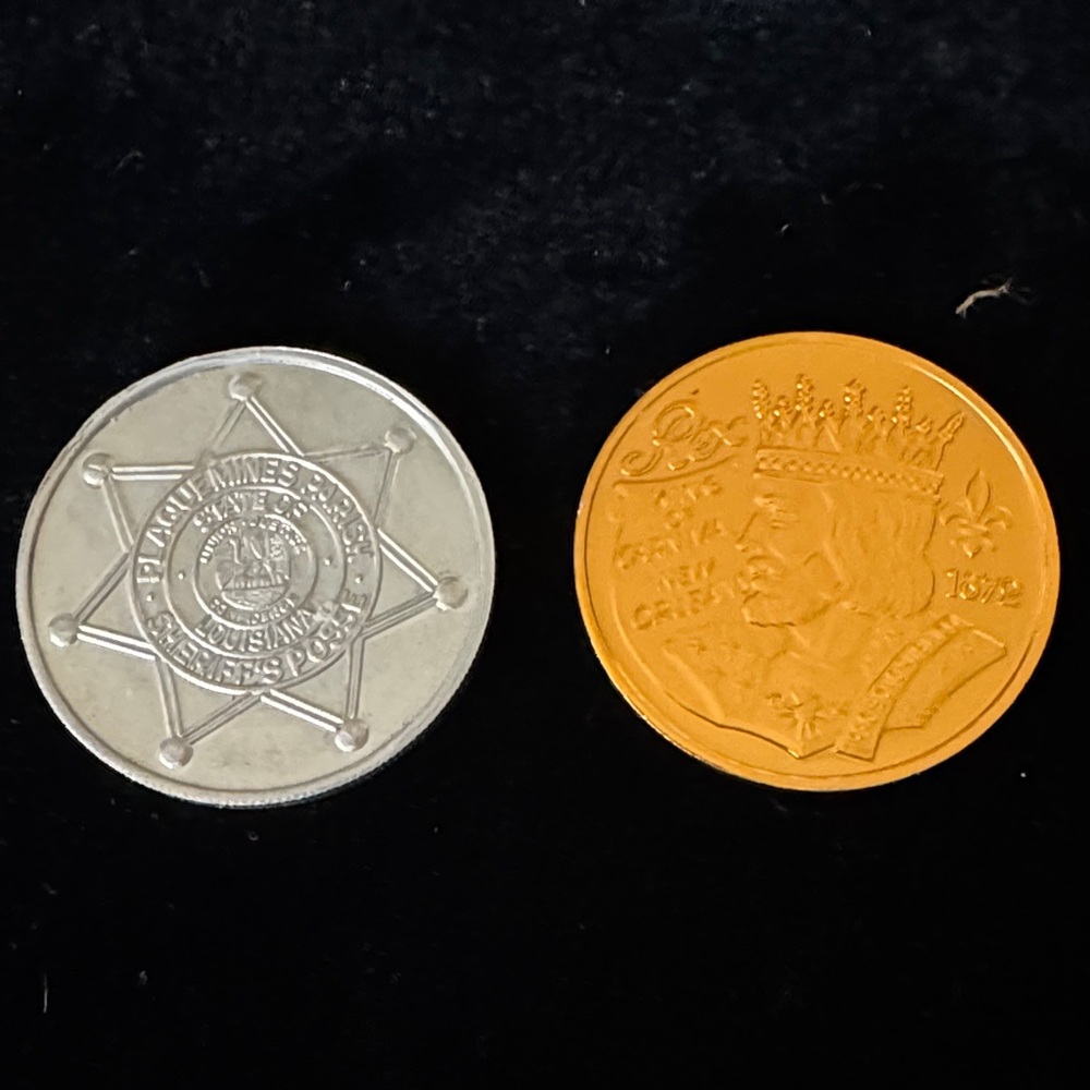 Aluminum and Gold-Tone Vintage Mardi Gras Doubloons